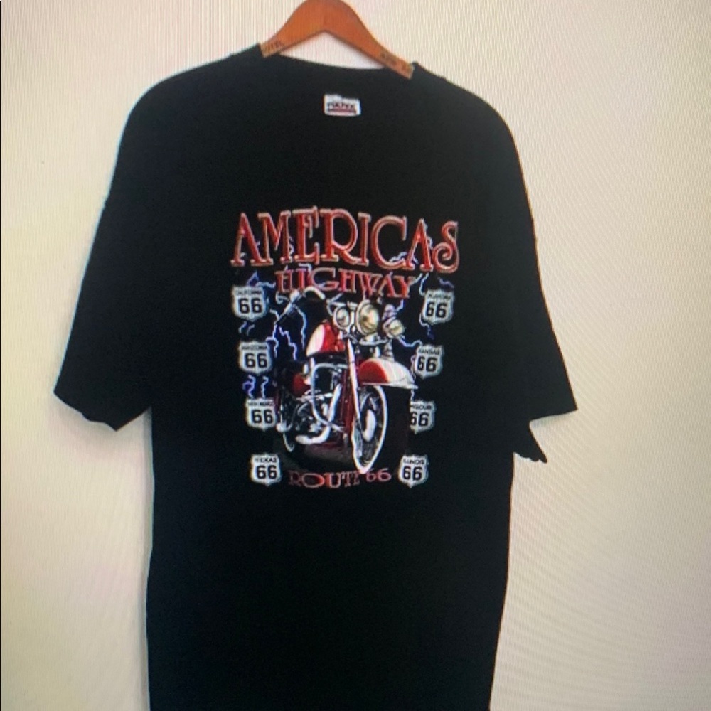 Black Graphic Tee with Route 66 Design